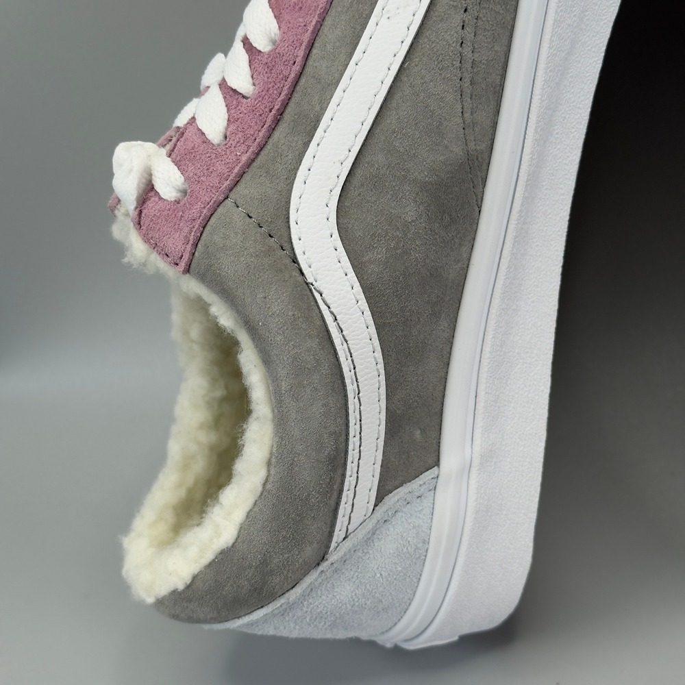 Vans Old Skool Mens 9.5 9 1/2 Pink Gray Blue Shoes Sherpa Suede Water Repellent - Picture 9 of 16